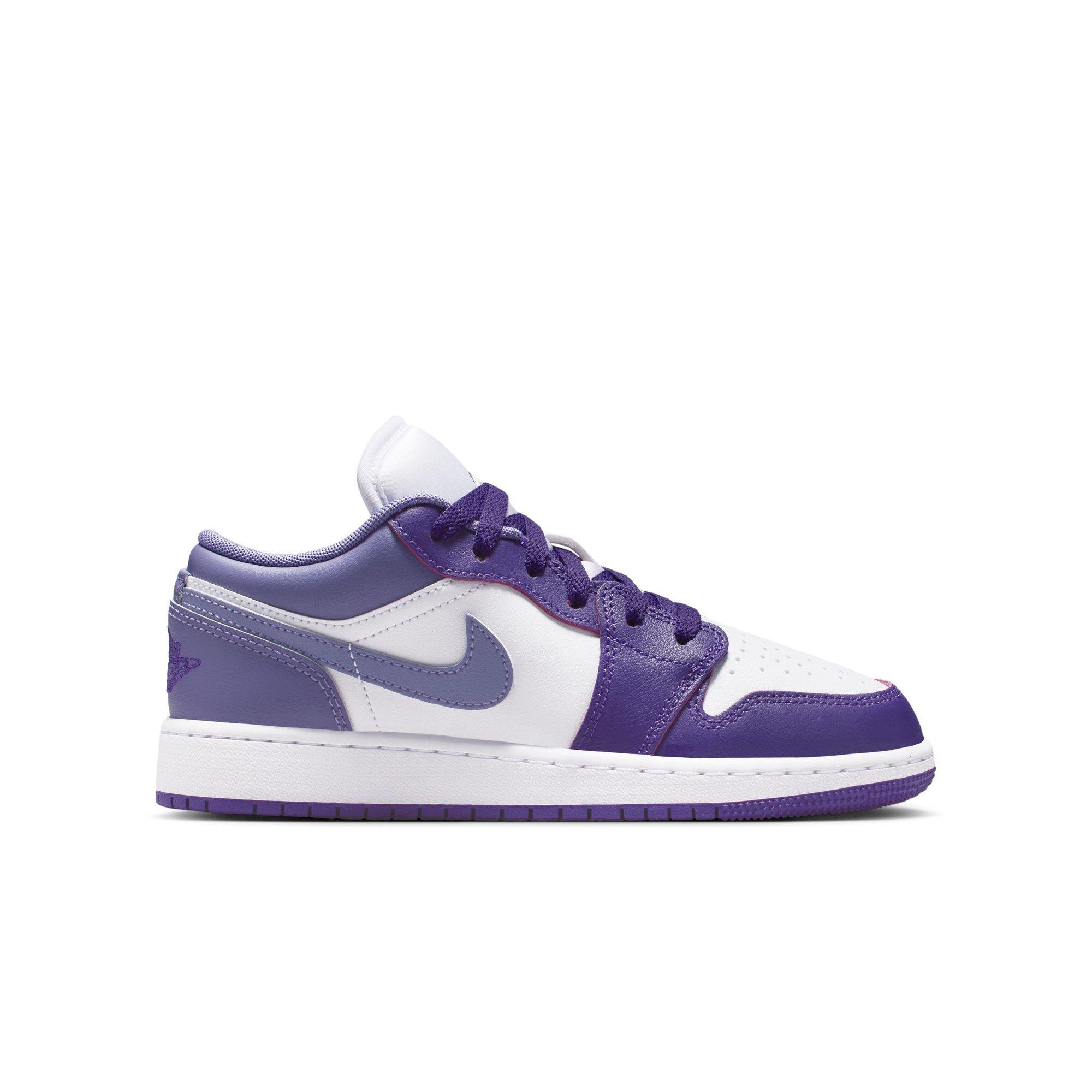Court Purple Amethyst White Jordan 1 Low GS Shoe | Hibbett